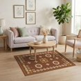 thumbnail image 3 of ODIKA 4'x6' Brown Clay Spice Geometric Cross Pattern Washable Area Rug Symmetrical Medallion Motifs With Traditional for Bedroom, Reading Nook, Pet Friendly & Non-Shedding, 3 of 7
