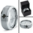 thumbnail image 4 of Tungsten Texas The Lone Star State Band Ring 8mm Men Women Comfort Fit Gray Step Bevel Edge Brushed Polished, 4 of 4