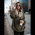 thumbnail image 4 of Sudadera con Capucha Extragrande para Mujer con Bolsillos, Sudadera de Forro Afelpado, Chaqueta A Cuadros, Abrigo. Verde M, 4 of 5