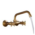 thumbnail image 1 of Chrome Kitchen Sink Faucet, Long Spout Rotation Daul Handle Cold Hot Water Mixer Washing Tub Crane ,Versatile Features, 1 of 7