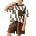 thumbnail image 3 of Teylalorva Boys Outfit Sets 2 Piece Short Sleeve T-Shirt and Elastic Shorts Summer Casual Trendy Clothes Coffee Size 0, 3 of 8