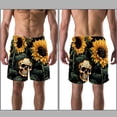 thumbnail image 3 of luoweisi Men's Beach Shorts Quick Dry Swim Trunks with Mesh Lining Sunflower Skull XL, 3 of 5
