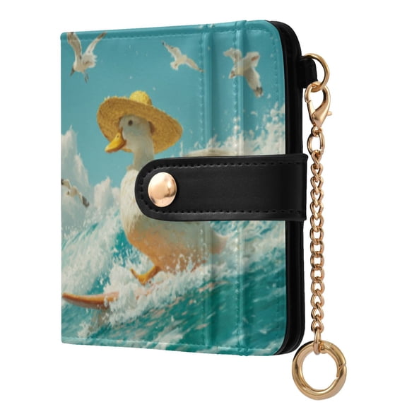 Qxltty White Duck Ladies Wallet Rfid Slim Thin Compact Credit Card Women Wallet Zipper Coin Pocket and ID Window for Female Gifts