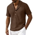thumbnail image 6 of BUIGTTKLOP Mens Casual Cotton Linen Shirt V Neck Shirt Summer Button T Shirts Loose Short Sleeve Tee Shirt Trendy Beach T-Shirt, 6 of 6
