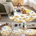 thumbnail image 6 of Round Area Rug 4ft,Rustic Yellow Flower Butterfly Washable Carpet Non-Slip Runner Accent Rugs Indoor Floor Mat for Bedroom Living Room Decor,Farmhouse Pastoral Plant, 6 of 9
