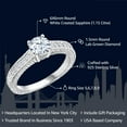 thumbnail image 2 of Gem Stone King 1.15 Cttw White Created Sapphire and White Lab Grown Diamond Engagement Ring for Women | 925 Sterling Silver | Wedding Engagement Anniversary Promise Ring for Women | Size 5, 2 of 5