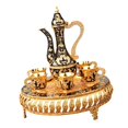 thumbnail image 4 of Tea Pot Set 6 Cups Luxury Tea Cup Set Tea Serving Set China Coffee Set for Party black and gold, 4 of 9