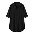 thumbnail image 5 of Hurxie Women's Beach Cover-Up Breathable Quick-Dry Shirt Dress with Deep V-Neck & Pockets Loose Fit Loungewear Black,L, 5 of 6