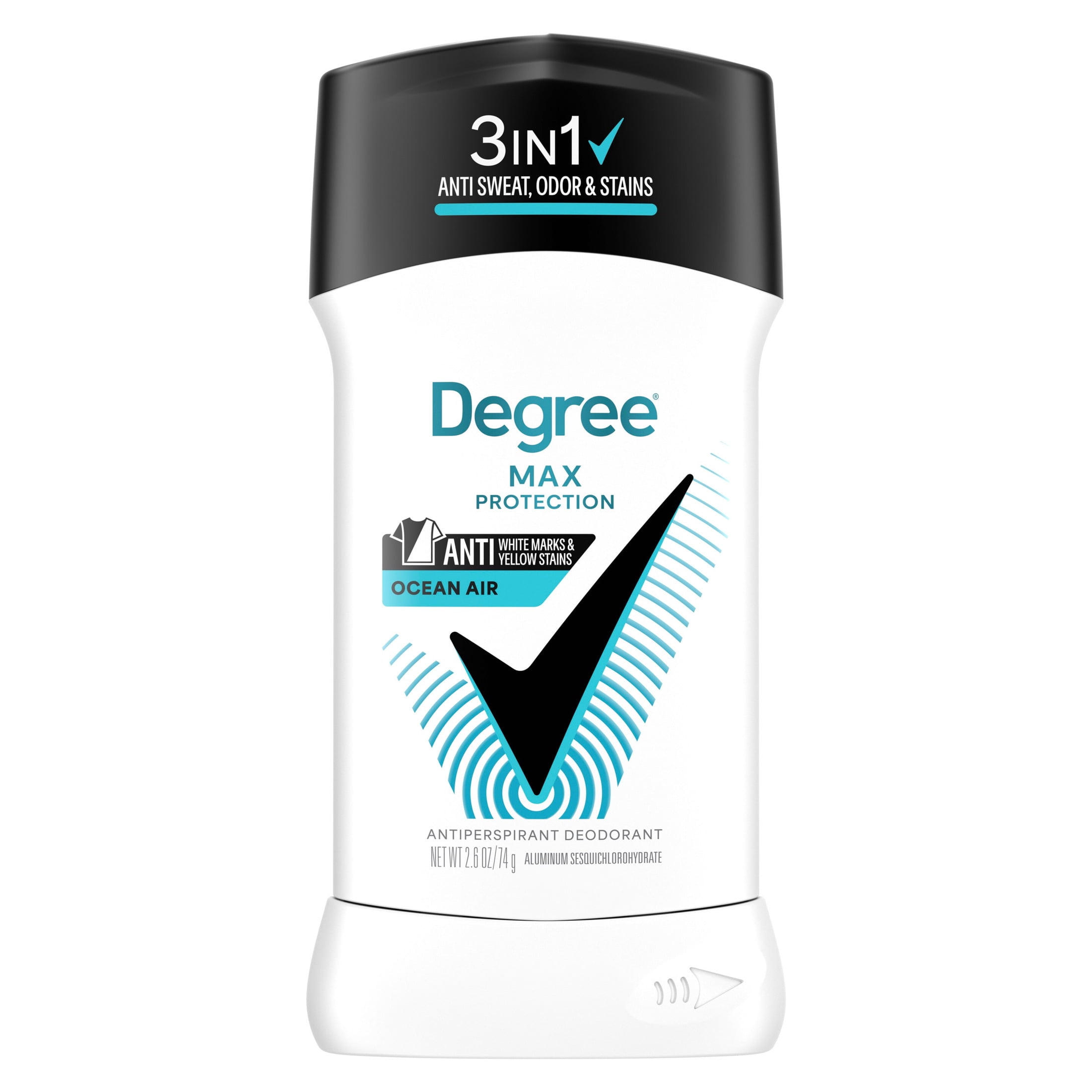 (4 pack) Degree Men 3in1 Max Protection Antiperspirant Deodorant Anti Sweat Odor and Stains Ocean Air 72-hour Protection, 2.6 oz
