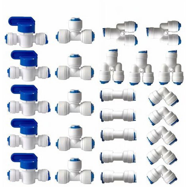 Accesorio de ósmosis inversa para filtro de agua, conector recto de ajuste a presión de 1/4 (6 mm) para manguera de filtro de agua, tubos de accesorios para refrigerador (válvula combinada tipo