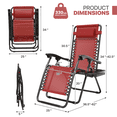 thumbnail image 2 of Magshion Zero Gravity Lounge Chairs Set of 2, Adjustable Recliners with Side Tray & Headrest, Folding for Outdoor Patio Lawn Beach, Maroon, 2 of 11