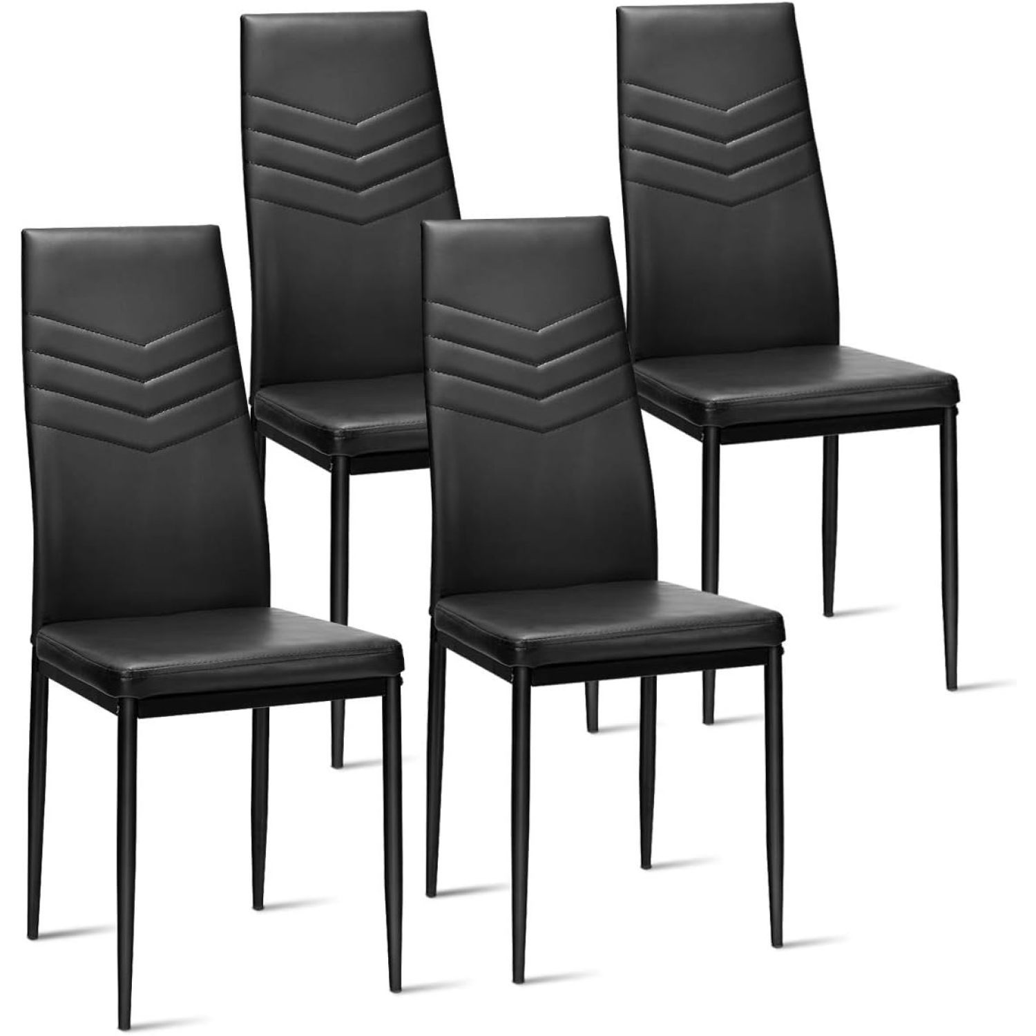 HElectQRIN Dining Chairs Set of 4 Black PVC Dining Room Chairs Modern