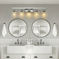 thumbnail image 3 of Modern 5-Light Bathroom Vanity Lighting Fixture - Brushed Nickel Finish with Clear Glass Shade Design, Ideal for Bathroom Mirror, Dressing Room and Vanity Area (Bulbs Not Included), 3 of 9