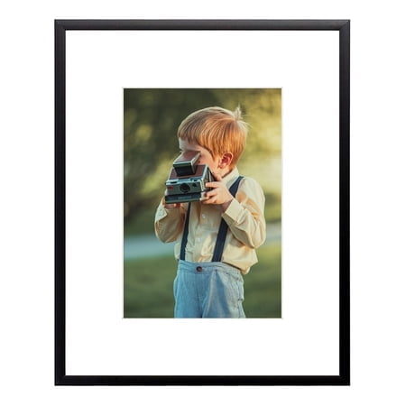 Frametory, 8X10 Black Aluminum Picture Frame - Set Of 1 - Ideal For Displaying 5X7 Photos With Mat Or 8X10 Without Mat - Real Glass Front - Simple Gallery Wall Frames For Art Prints And Posters
