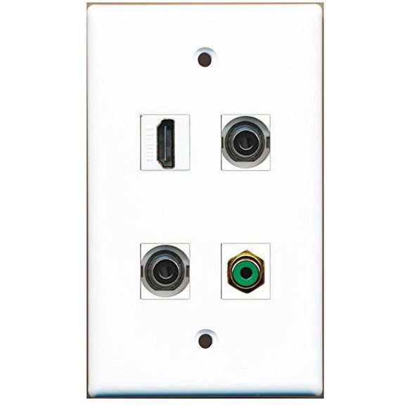 RiteAV - 1 Port HDMI 1 Port RCA Green 2 Port 3.5mm Wall Plate