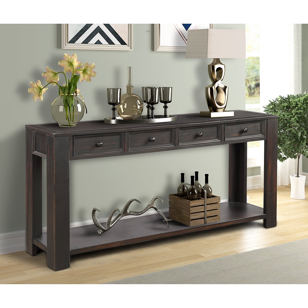 Topcobe Narrow Console Table 2 Layers Sofa Table Entryway Table With Shelf Countertop Long Table Behind The Couch Black Walmart Canada