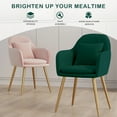 thumbnail image 5 of IVV Modern Living Dining Room Accent Arm Chairs Set of 2, Velvet Mid-Century Upholstered Seat Club Guest with Golden Legs, Green, 5 of 6