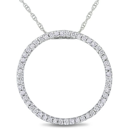 Miabella 1/4 Carat T.W. Diamond 10kt White Gold Circle of Life Pendant, 17