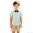 thumbnail image 2 of Fozruso Toddler Boys and Girls Short Sleeve Striped Dress Shirts Kids Classic Button-Down Shirts for Formal and Casual School, 2 of 7