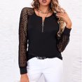 thumbnail image 2 of Moda mujer cuello redondo ahueca hacia fuera la camiseta de manga larga otoño sólido cremallera blusa Tops Fridja hkj625, 2 of 9