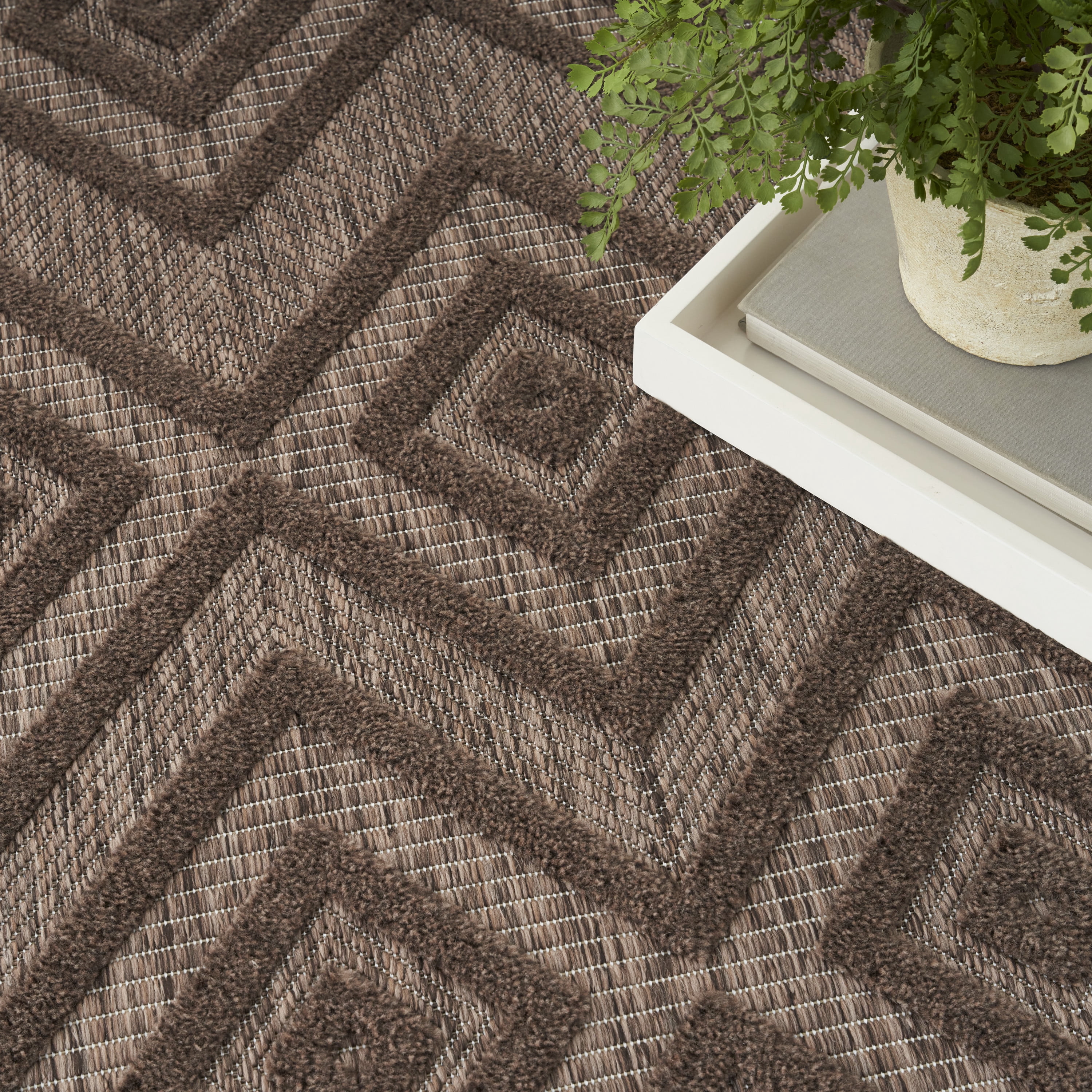Nourison Versatile Indoor/Outdoor Brown 4' x 6' Area Rug (4x6)