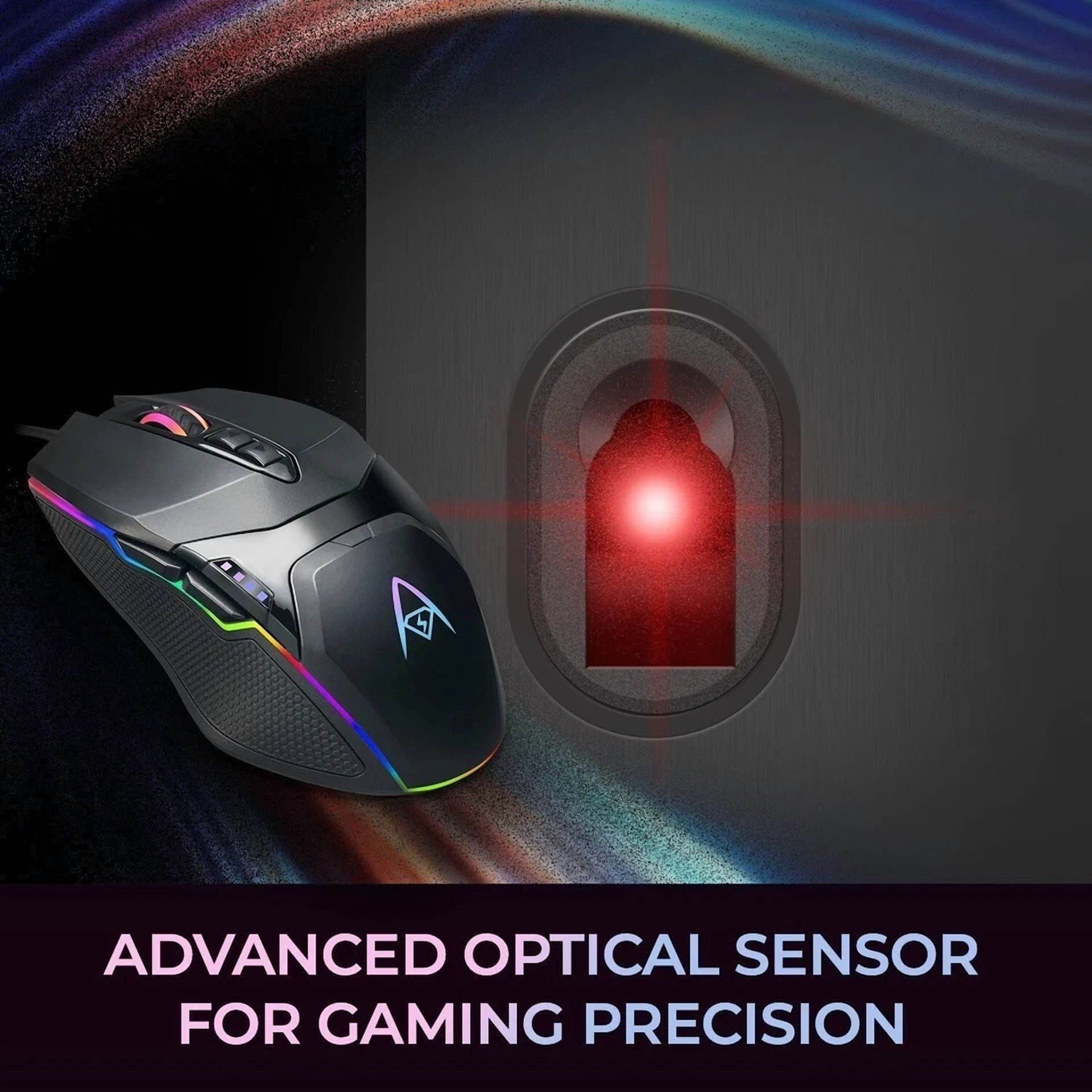 CIRCLE- Wired Usb Rgb Illuminated Gaming Mouse Adjustable Weight 6 Level Dpi