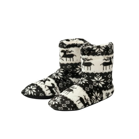 

Lacyhop Women Ladies 1-2Pair Fuzzy Comfy Plush Memory Foam Floral Printing Booties Anti-Slip House Warm Slipper Shoe