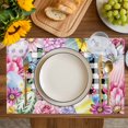 thumbnail image 4 of Easter Flowers Placemats Set of 4, Watercolor Pink Purple Floral Eggs Farm Plaid Placemats for Dining Table, Place Mats for Kitchen Tabletop, Waterproof Wipeable Dining Table Mats Set, 4 of 9