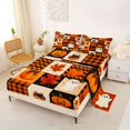 thumbnail image 2 of Manfei Fall Maples Leaf Pumpkin Bed Sheets,Kawaii Halloween Ghost Full Size Sheets,4pcs,1 Flat Sheet,1 Fitted Sheet and 2 Pillowcases, 2 of 6