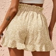 thumbnail image 4 of Pantalones cortos con estampado floral pantalones cortos casuales 2 bolsillos cintura alta dobladillo con volantes ajuste holgado de moda para mujer para fiesta, 4 of 6