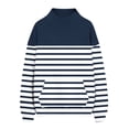 thumbnail image 5 of Yutgune Women's Striped Sweatshirt Long Sleeve Mock Neck Pullover Casual Relaxed Fit Top, 5 of 8