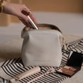 thumbnail image 4 of YAOMOBB Cosmetic Storage Bag Large Capacity Multifunction Bag Solid Color Zipper Closure Smooth Surface Keep Neat Faux Leather Waterproof Business, 4 of 6