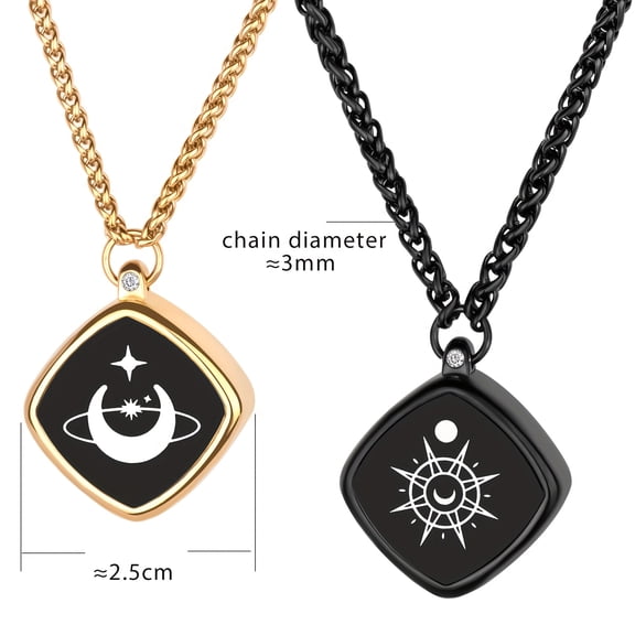 Long Distance Touch Couple Necklaces - Vibration & Light-Up Smart Matching Set, Sunflower Symbol, Ideal Xmas Gift for Lovers/Family