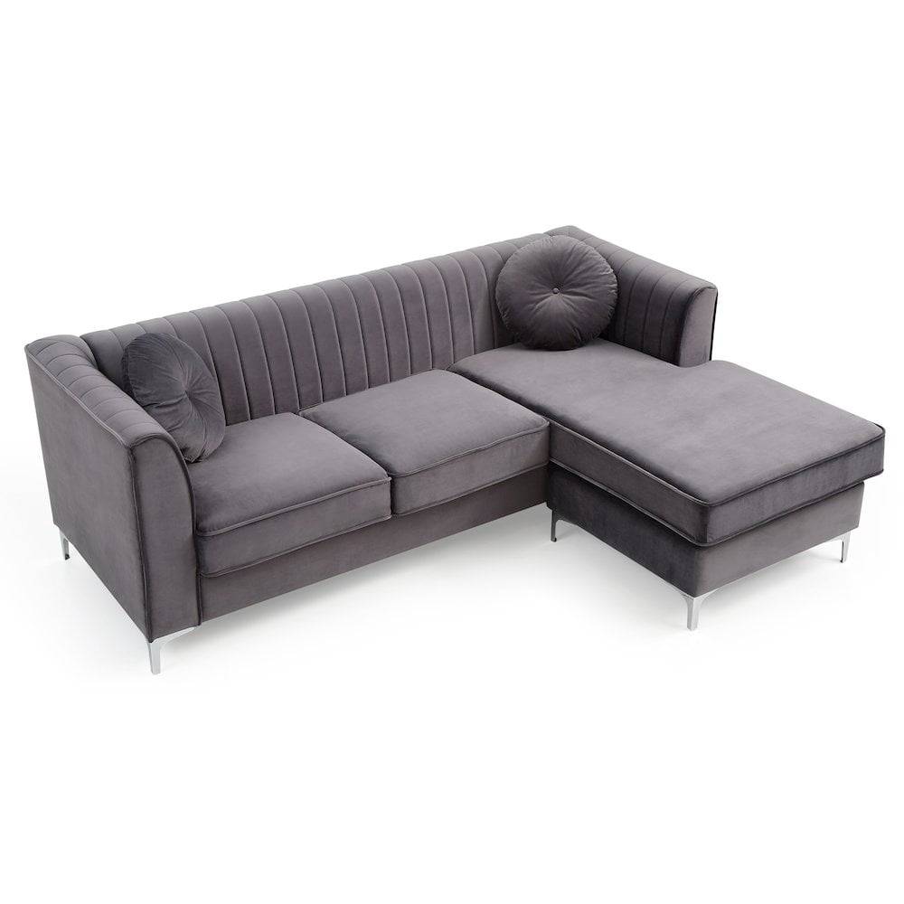 Glory Furniture Delray Sofa Chaise in Gray Color
