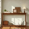 thumbnail image 2 of Tcbosik 70 inch Console Table, Modern Entryway Table with Storage Shelf, Narrow Foyer Table for Living Room, Hallway, Easy Assembly, Walnut, 2 of 9