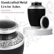 Aluminum Handcrafted Urn - Elegant Keepsake Holder for Adult Human Ashes (Onyx & Chrome)