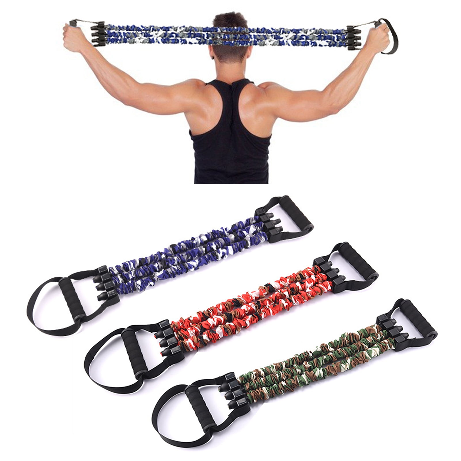 YIFAEUX Adjustable Resistance Band with Detachable 3-Tube Chest Expander Shoulder Stretcher Men Strength Training Fitness Full Body Stretching Band with Handle