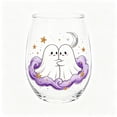 thumbnail image 3 of Halloween Stemless Wine Glass, Hand-Painted Artistic 11oz Clear Glass Cup, Elegant Halloween Theme Drinkware for Home Decor and Gift (Hugging Ghosts), 3 of 8