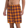 thumbnail image 2 of KLL Fall Buffalo Plaid Men's Casual Summer Beach Shorts Hawaiian Shorts with Pockets-Large, 2 of 5