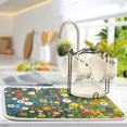 thumbnail image 5 of Yayeee Dish Drying Mat for Kitchen Counter 16"x18" Microfiber Absorbent Pad, Green Floral Garden, 5 of 7