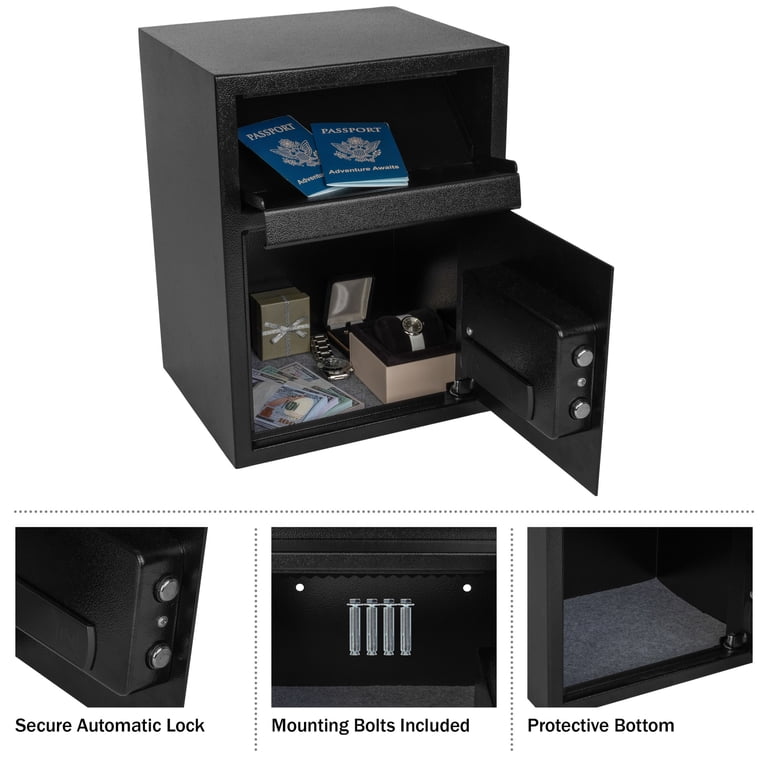 Home Safe Electronic Safe Deposit Box - Drop Safe With Digital Keypad And 2 Manual Override Keys For Business Cash Drops Or Ty By Paragon Safes (Black): Drop Slot Safes Coffre Fort