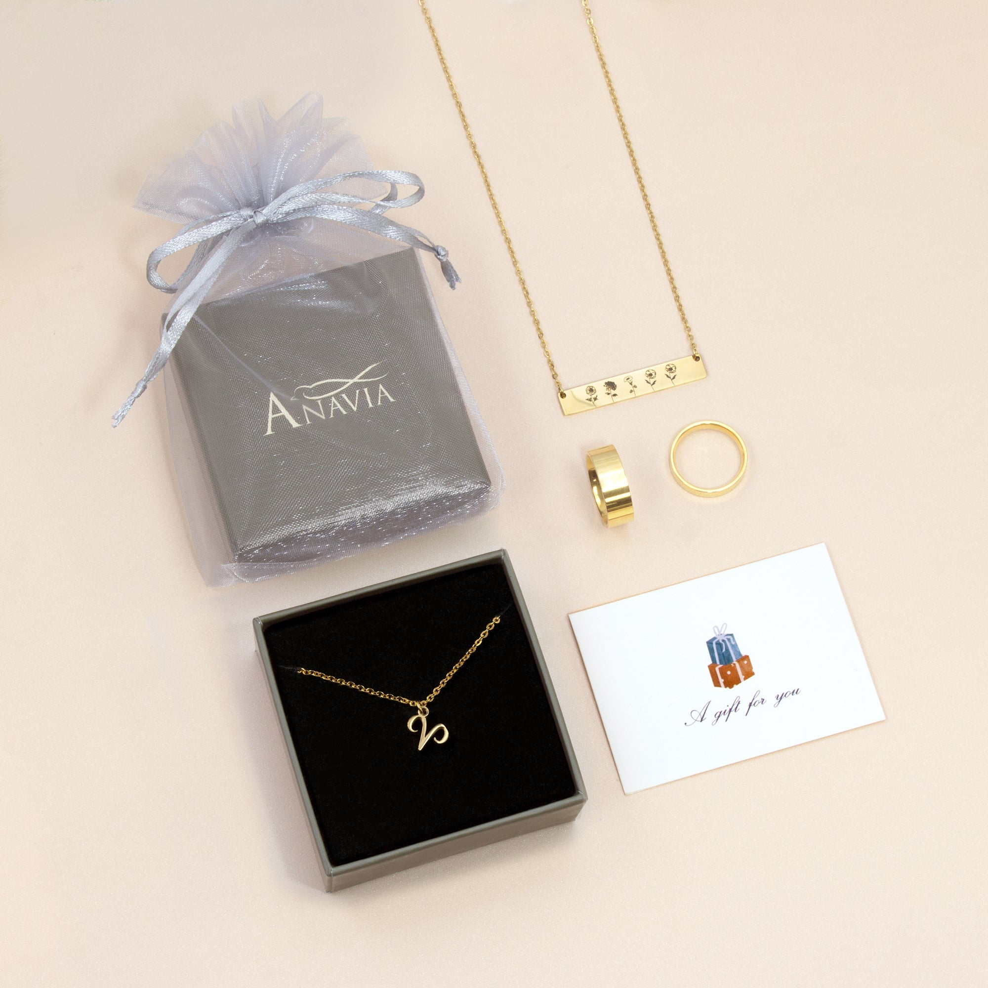 Anavia Zodiac Necklace, Constellation Pendant Necklace, Astrology Birthday Gift Zodiac Pendant, Best Birthday Gifts for Friend