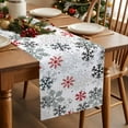 thumbnail image 2 of Burlap Table Runner 70 Inches Long,Christmas Snowflakes White Red Winter Falling Snow Seamless Non-Slip Kitchen Table Runners for Dining Room Everyday Use Party Table Decorations, 2 of 9