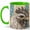Green, variant on Jeweled Rooster Coffee Mug, Farm Bird Mug, Ceramic 11 oz