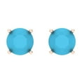 thumbnail image 3 of 2 Ct Round Cut Studs Blue Turquoise 14K Rose Solid Solid Gold Everyday Dainty Earrings Screw Back, 3 of 7