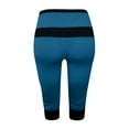 thumbnail image 4 of Olyvenn Women's Summer High Waist Full Length Long Pants ed Solid Color Capris Color Matching Slim Fitting Yoga Gym Pants Female Fashion Dark Blue 12, 4 of 6