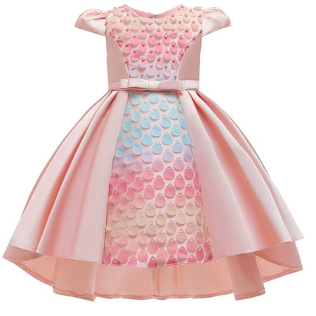 

XMMSWDLA Toddler Girl Clothes Girls Temperament Bowknot Cute Mermaid Beading Birthday Party Gown Dresses Discount Clearance