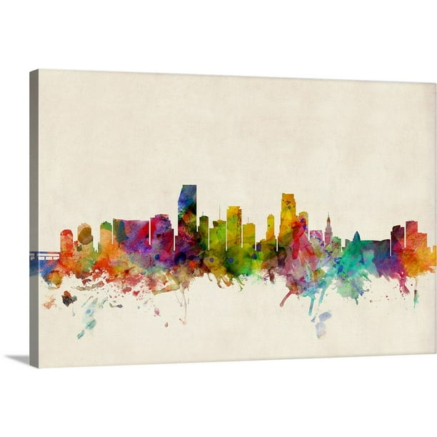 Great BIG Canvas "Miami Florida Skyline" Canvas Wall Art 30x20