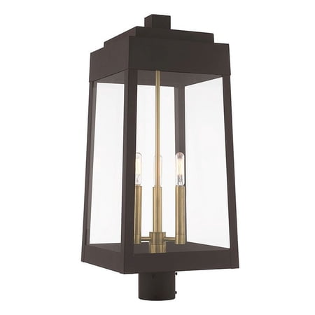 3 Light Outdoor Post Top Lantern in Mid Century Modern Style 10.5 inches Wide By 24.75 inches High-Bronze Finish Bailey Street Home 218-Bel-3110503