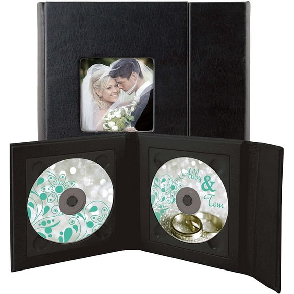Black Supreme Double CD/DVD Holder - Holds 2 Discs